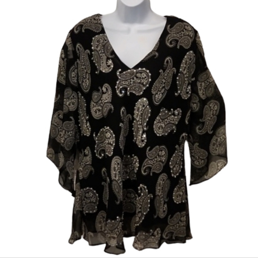 JMB Signature Paisley Print Flowy Top
